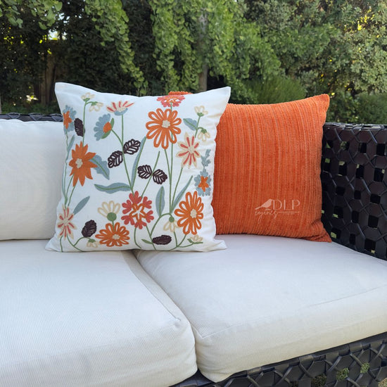 Funda de Cojin Bordado Las Dalias