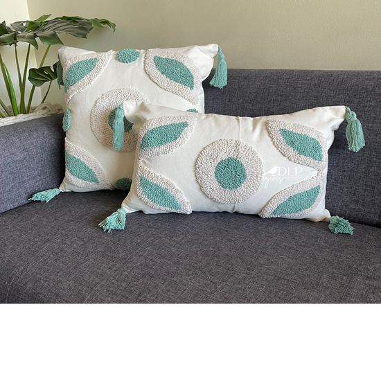 Funda de Cojín Elba Rectangular Boho Verde Menta