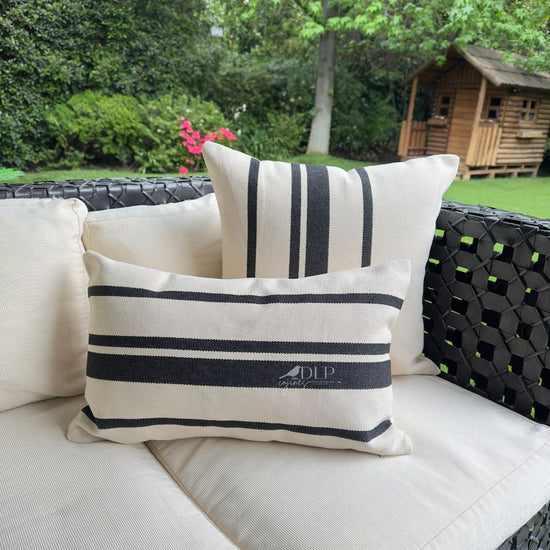 Funda de Cojin Boho Lineas Negras Rectangular