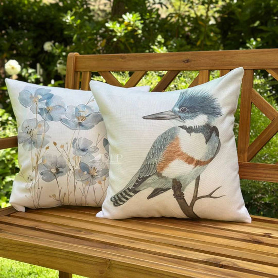 Funda de Cojin Estampado Martin Pescador