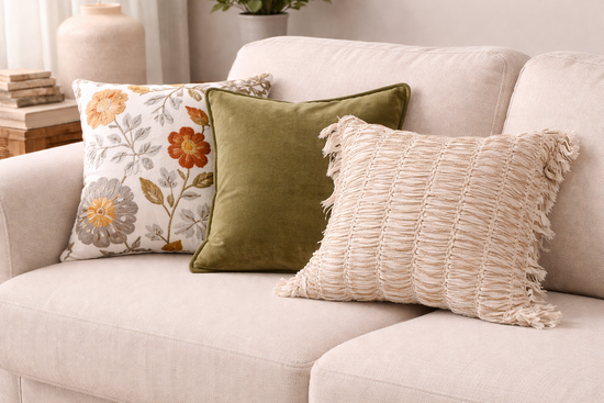 Funda de Cojín Algodón Entrelazado con Hilos de Yute 45x45 cm | Estilo Natural