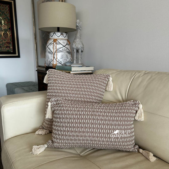 Funda de Cojin Taupe Boho Crudo