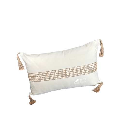 Funda de Cojin Lucca Boho Crudo Rectangulat