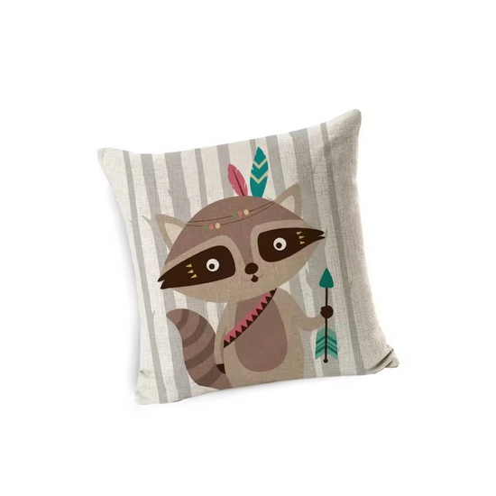 Funda de Cojin Estampada Infantil Mapache