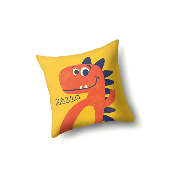 Funda de Cojin Estampada Infantil Dinosaurio Naranjo