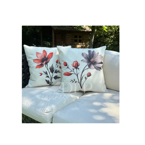 Funda de Cojin Estampado Flores Tierra 3