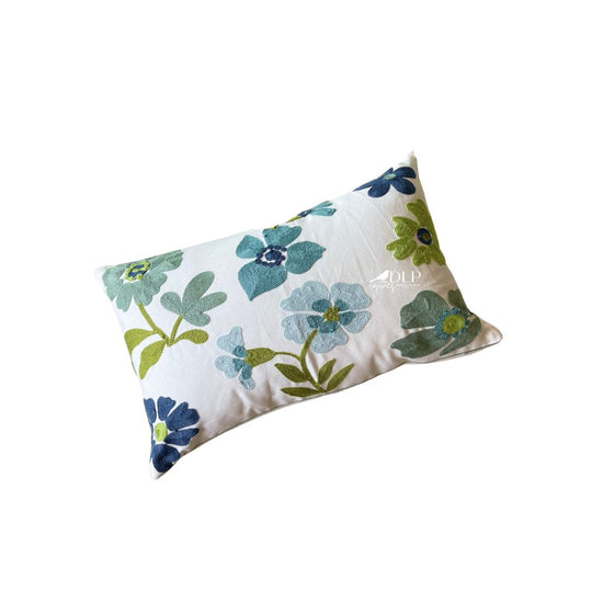 Funda de Cojín Mar Caribe Bordado Flores Rectangular