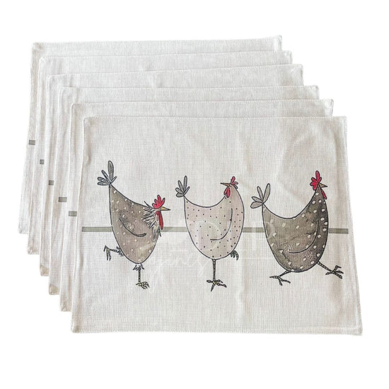 Set de 6 Individuales Gallinas