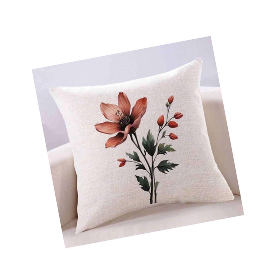 Funda de Cojin Estampado Flores Tierra 1