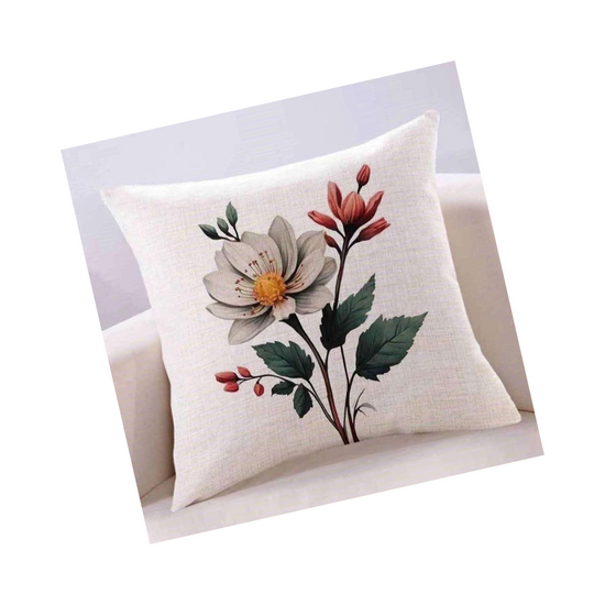 Funda de Cojin Etampado Flores Tierra 2