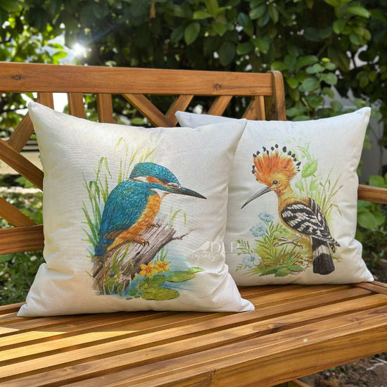 Funda de Cojin Estampado Martin Pescador Colores