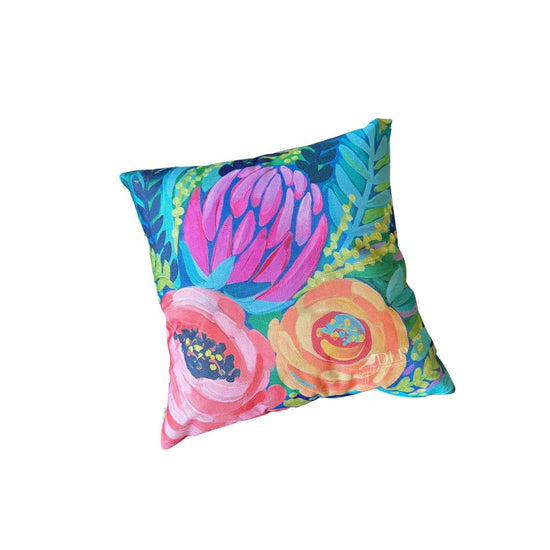Funda de Cojin Estampada Flores Vibrantes