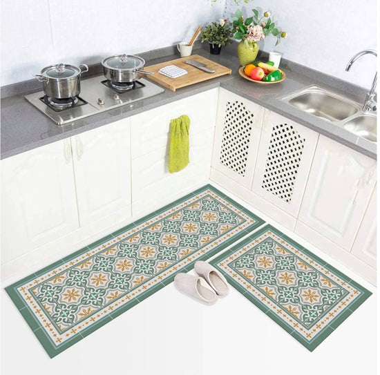 Set 2 Alfombras de Cocina Cordova Green