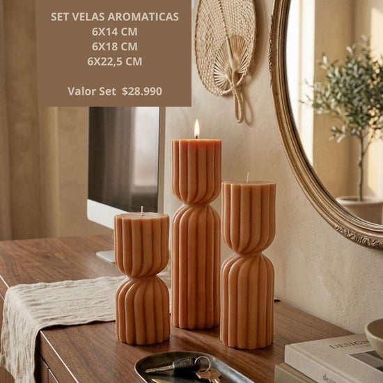 Set 3 Velas Aromaticas Terracota