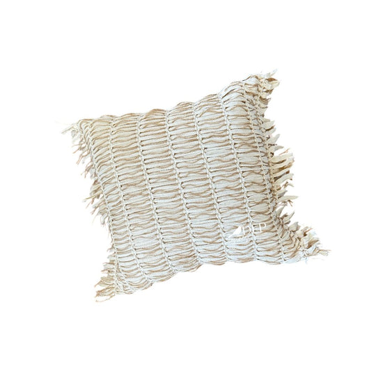 Funda de Cojín Algodón Entrelazado con Hilos de Yute 45x45 cm | Estilo Natural