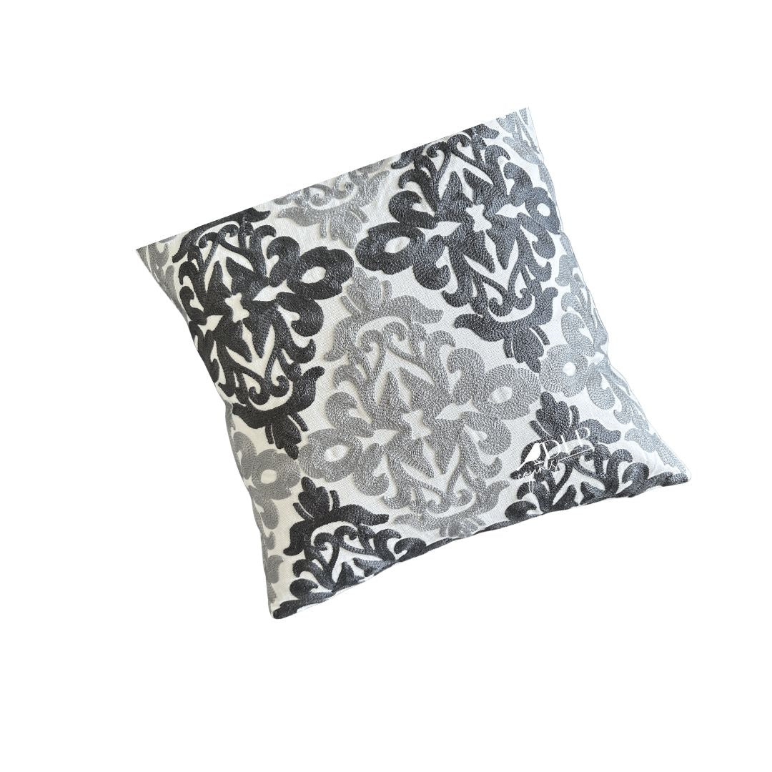 Funda de Cojin Bordado Barroco Gris