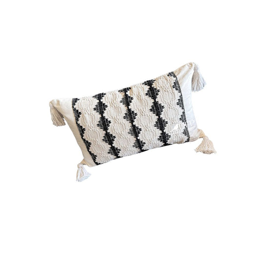 Funda de Cojin Boho Blanco y Negro