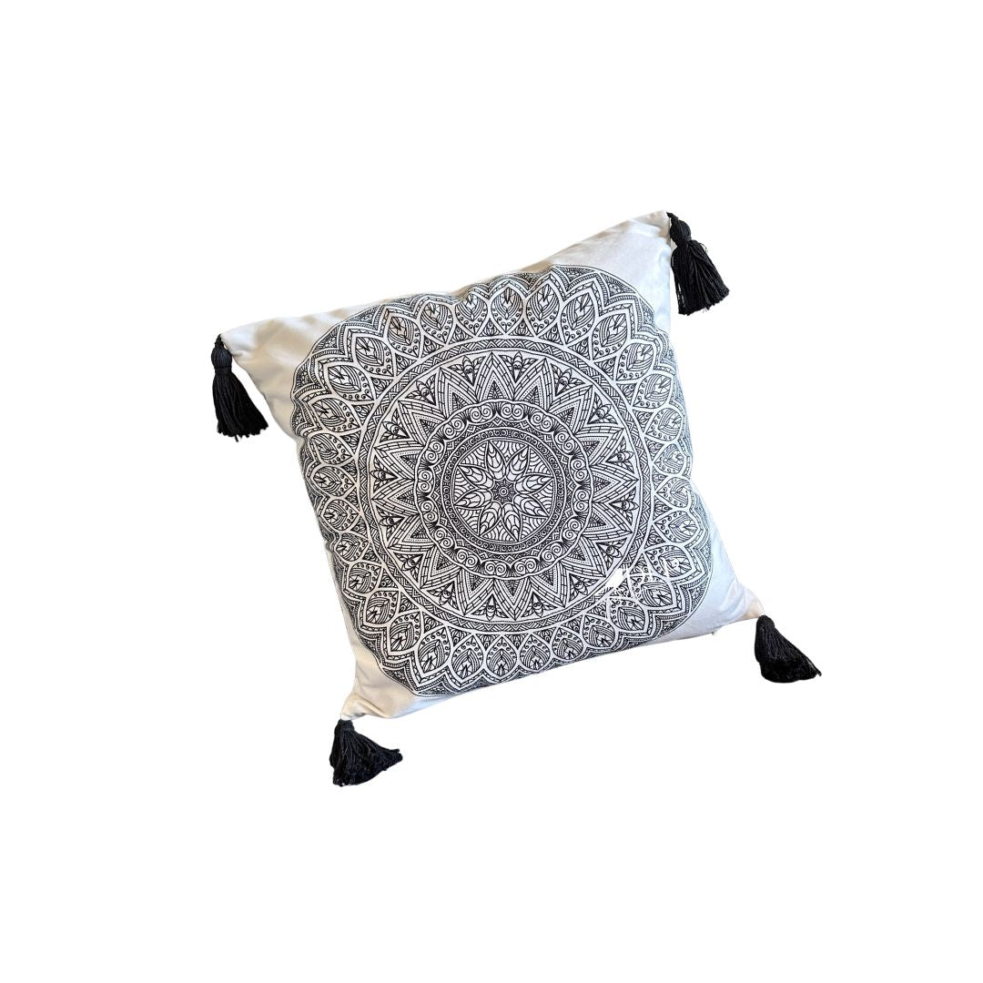 Funda de Cojin Mandala Negro