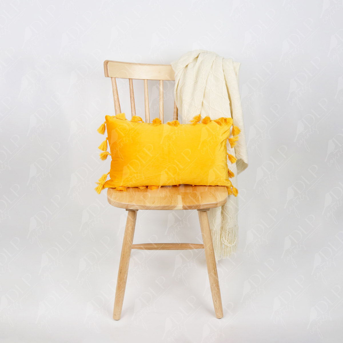 Funda de Cojín Amarillo Naranjo Velvet Flecos