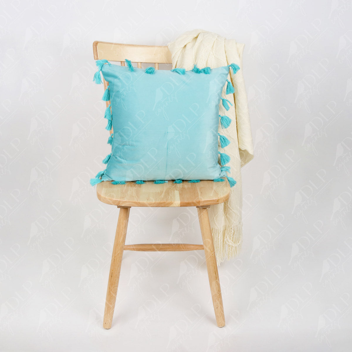 Funda de Cojín Verde Agua Velvet Flecos
